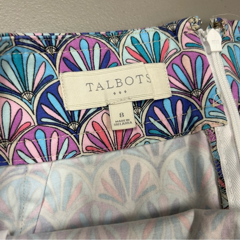 Talbots Multicolor Fan Pattern Straight Skirt Zip… - image 4